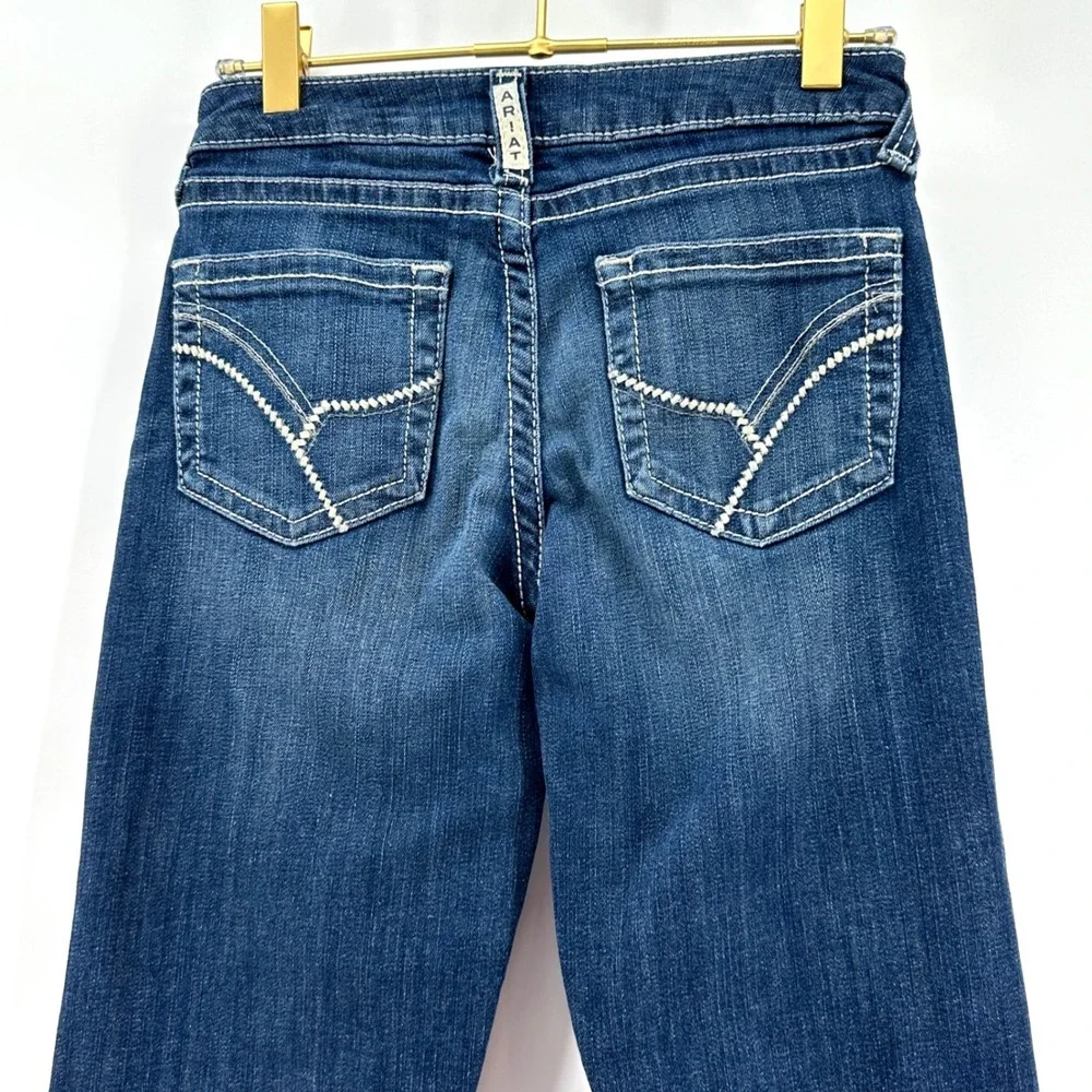 Ariat REAL Bootcut Jeans Kids Size 14 Blue Dark Wash Contrast Stitching - Picture 4 of 16